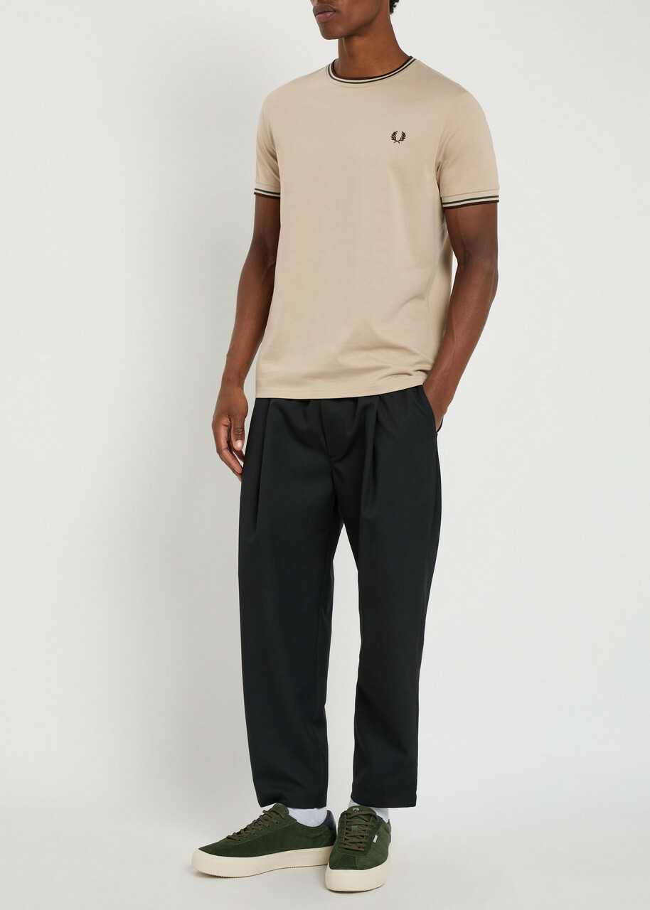 Fred Perry Twin Tipped Logo Cotton T-shirt Ecru