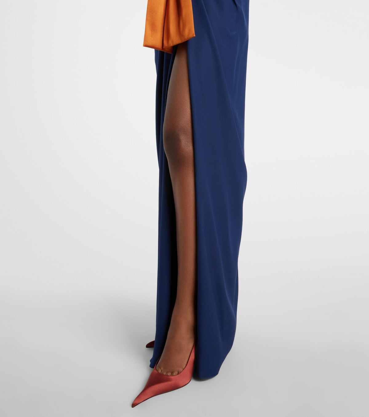 Saint Laurent Bow-detail draped silk satin gown