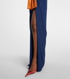 Saint Laurent Bow-detail draped silk satin gown