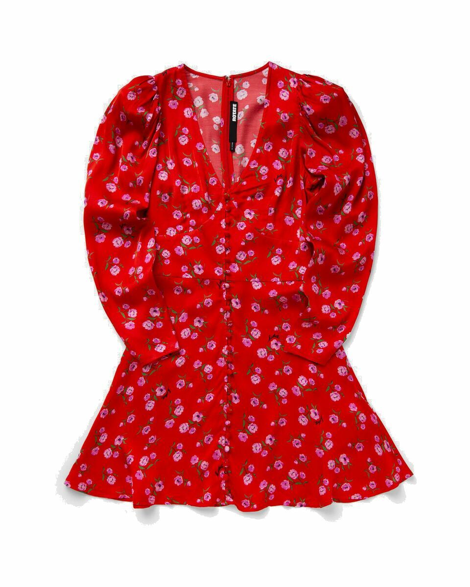 Photo: Rotate Birger Christensen Printed V Neck Mini Dress Red - Womens - Dresses