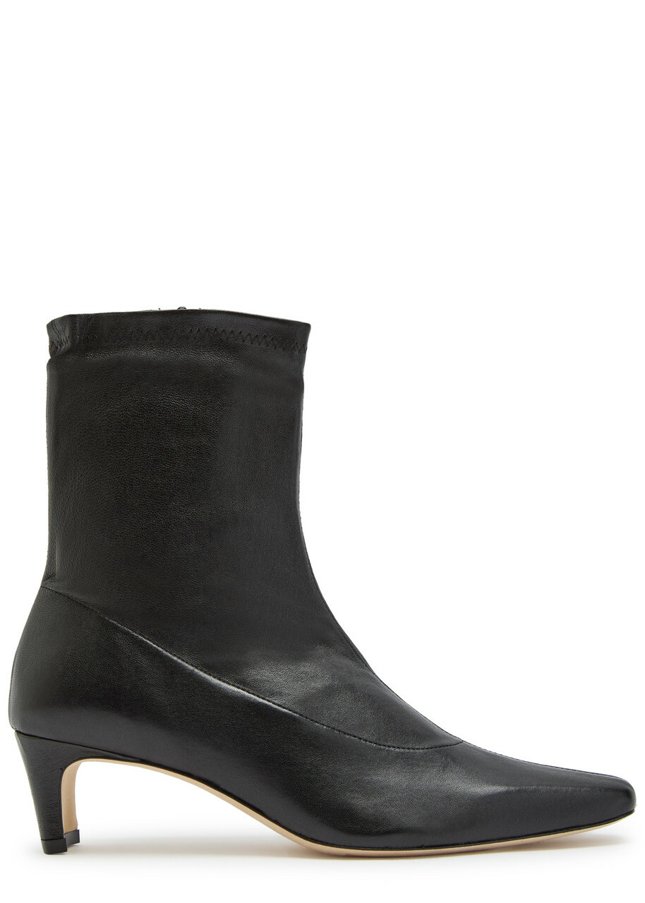 Staud Wally Leather Ankle Boots Black