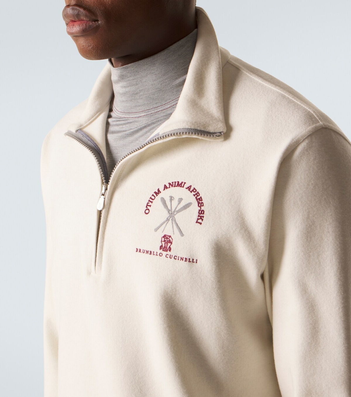 Brunello Cucinelli Cashmere and cotton-blend half-zip sweatshirt