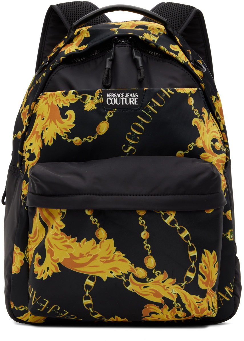 Versace Jeans Couture Black & Gold Chain Couture Backpack Versace