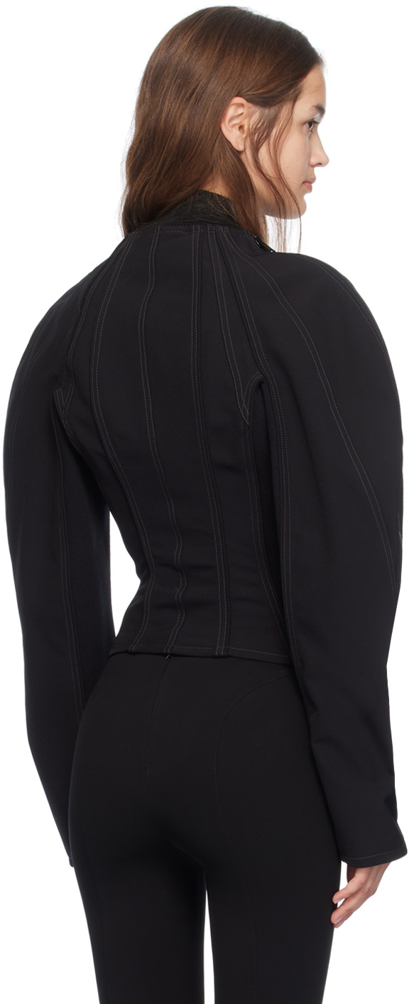 【関税込み】Mugler ブラック Sculptured Scuba ジャケット 242345F063000_1.jpg