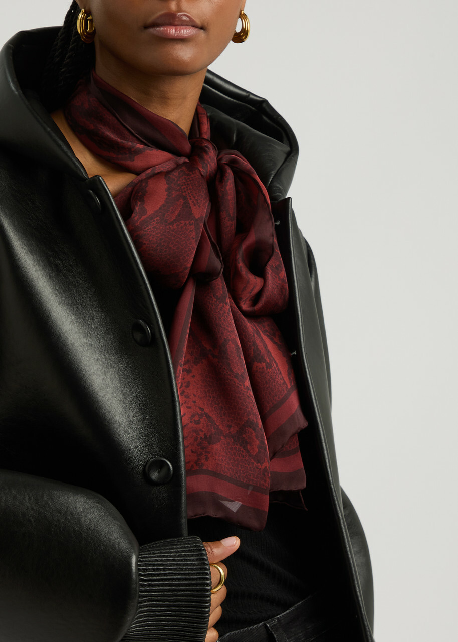 Givenchy Python-print Silk-chiffon Scarf - Burgundy - One Size