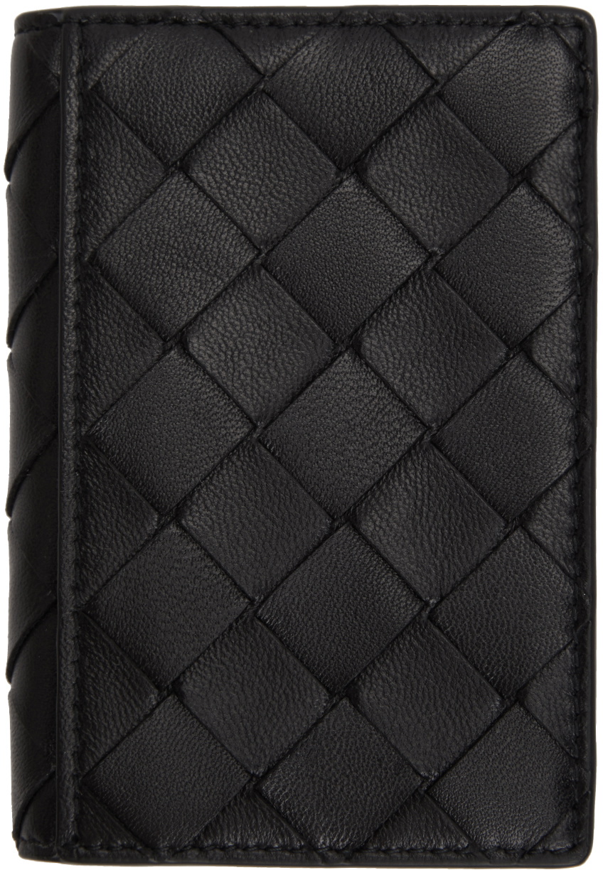 Bottega Veneta Black Intrecciato Bifold Card Holder