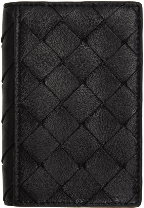 Photo: Bottega Veneta Black Intrecciato Bifold Card Holder