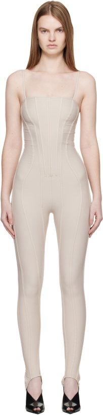 Photo: Mugler Beige Boned Stretch Catsuit