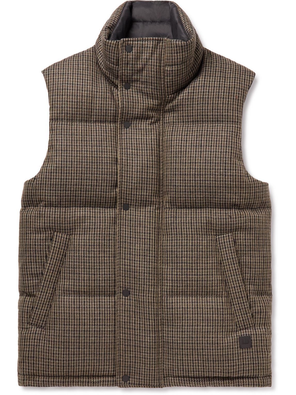 Photo: Dunhill - Quilted Houndstooth Wool-Tweed Down Gilet - Brown
