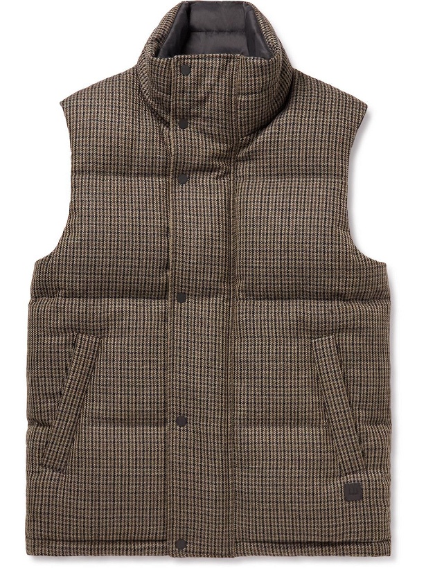 Photo: Dunhill - Quilted Houndstooth Wool-Tweed Down Gilet - Brown
