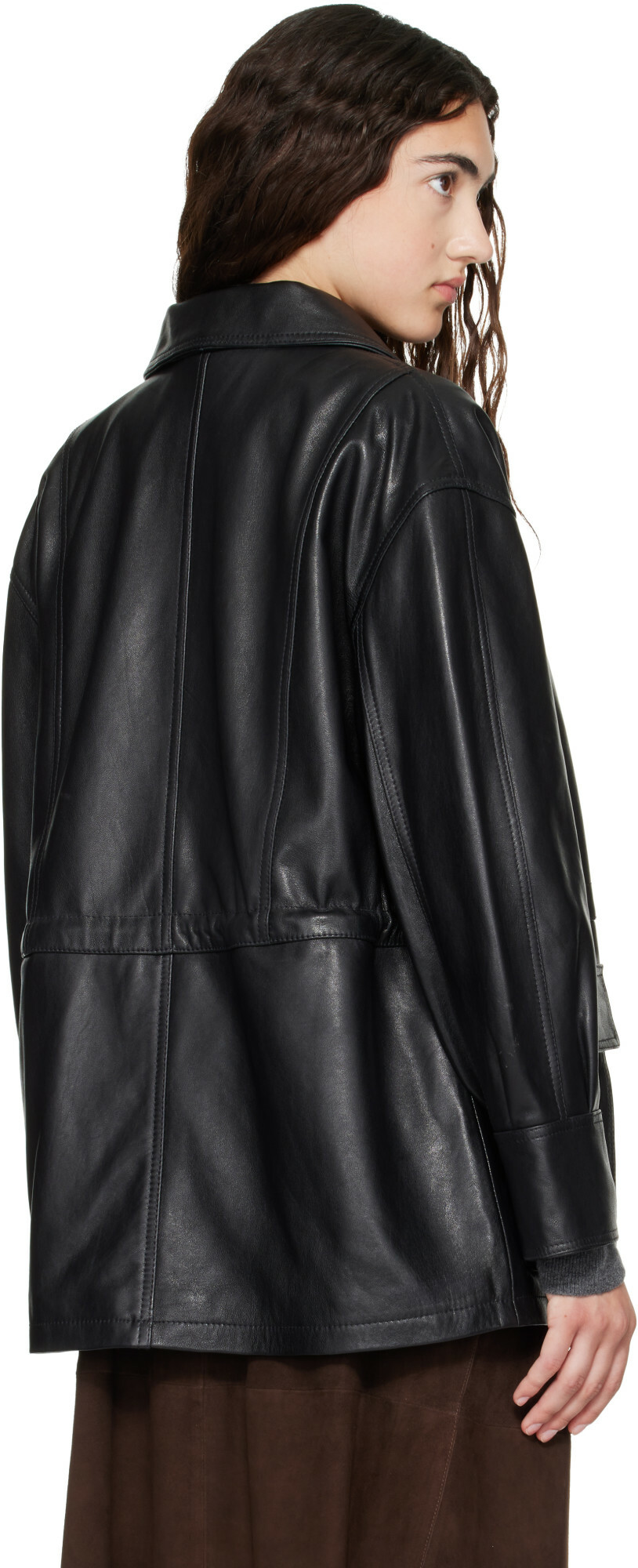 Arma Black Maeve Leather Field Jacket