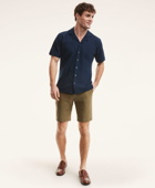 Brooks Brothers Men's Regent Regular-Fit Sport Shirt, Camp Collar Short-Sleeve Seersucker | Navy