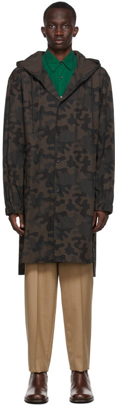 Photo: Dries Van Noten Brown Cotton Canvas Camo Coat