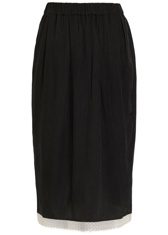 Photo: Maria Mcmanus Lace-trimmed Woven Midi Skirt Black