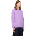 vowels Purple Cable Knit Crewneck Sweater