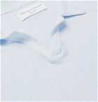 Officine Generale - Simon Slim-Fit Garment-Dyed Linen Polo Shirt - Blue