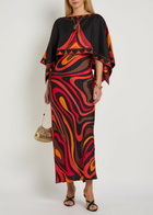 Pucci Printed Cape-effect Silk Maxi Dress Orange