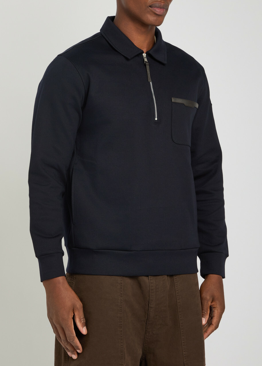 Moncler Patch Pocket Cotton-blend Sweatshirt Navy