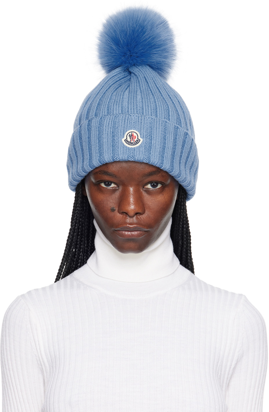 Blue moncler beanie online