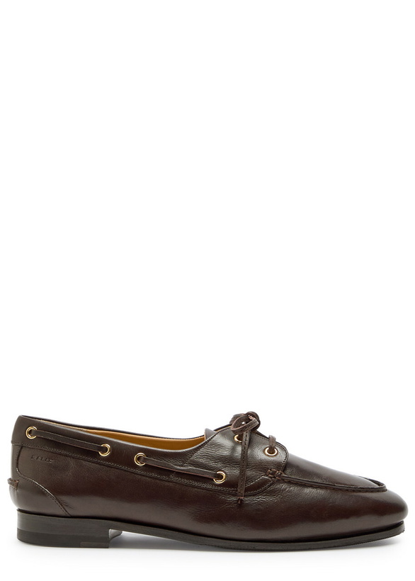 Photo: Bally Pathy Glossed Leather Loafers Brown