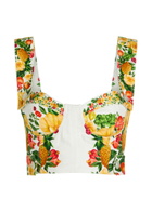 Farm Rio Picnic Flowers Printed Linen top Yellow