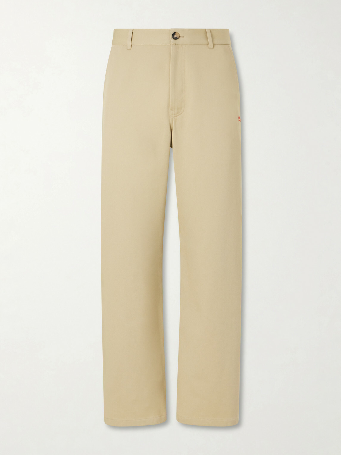 LOEWE - Logo-Embroidered Wide-Leg Cotton-Blend Drill Trousers - Neutrals