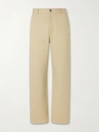 LOEWE - Logo-Embroidered Wide-Leg Cotton-Blend Drill Trousers - Neutrals