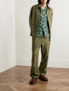 Needles - Convertible-Collar Crinkled Floral-Jacquard Shirt - Green