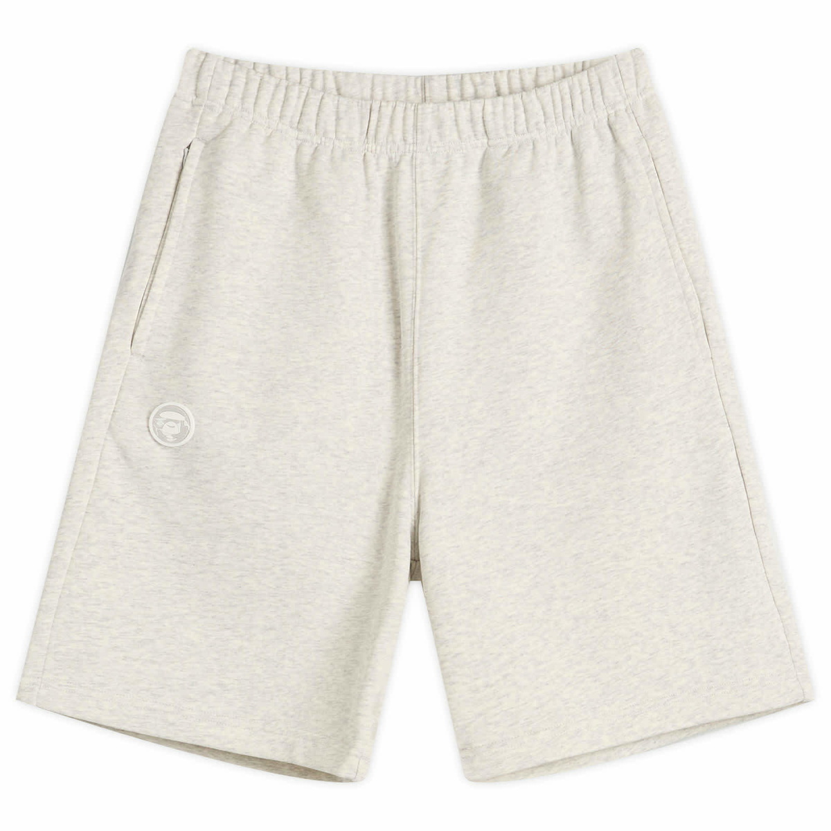 Men's AAPE Now Solid Sweat Shorts in Heather White
