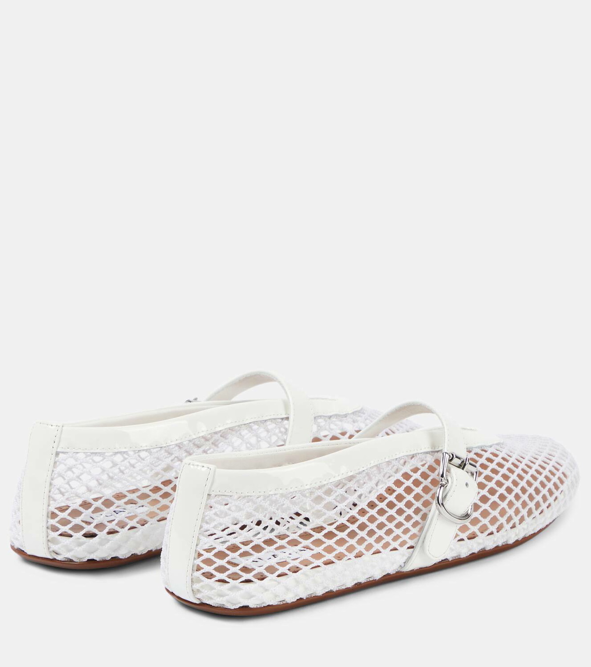 Alaïa Leather-trimmed fishnet ballet flats ALAÏA