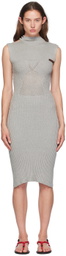 Isa Boulder Gray Raven High-Neck Midi Dress