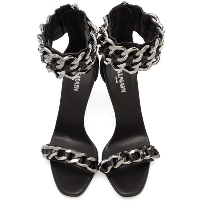 Balmain Black Duo Double Chain Heeled Sandals Balmain