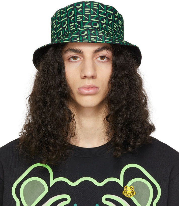 Photo: Kenzo Reversible Black & Green Monogram Bucket Hat