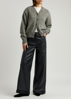 Max Mara Leisure Marina Panelled Faux Leather Trousers Navy