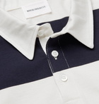 Norse Projects - Ruben Twill-Trimmed Striped Cotton-Jersey Polo Shirt - Men - Off-white