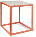 Pieces - Hybrid Metal and Stone Side Table - Orange