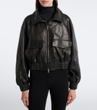 Nour Hammour Shearling-trimmed leather blouson jacket
