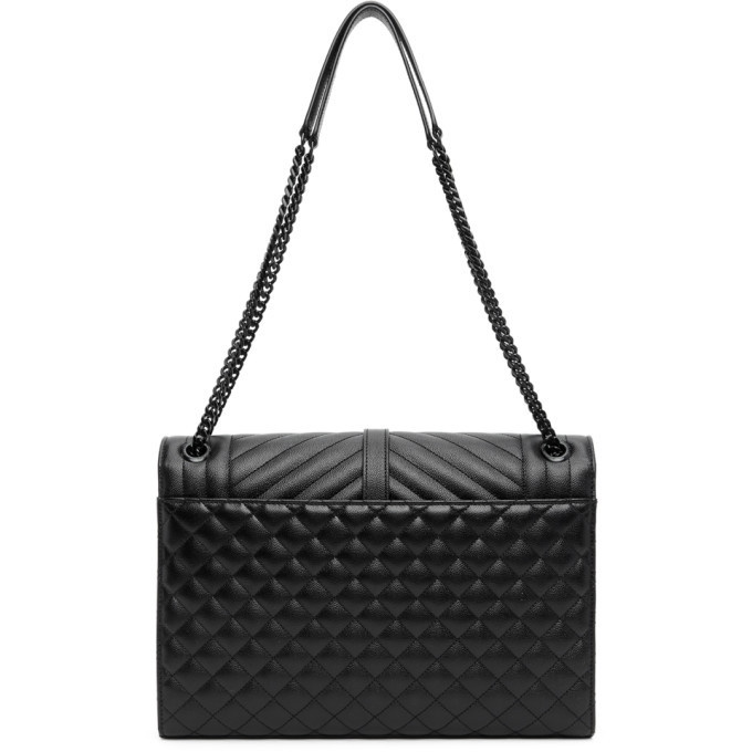 Saint Laurent Large Envelope Calfskin Leather Shoulder Bag - Black