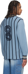 RICE NINE TEN Blue Knitting Long Sleeve Soccer Jersey Polo