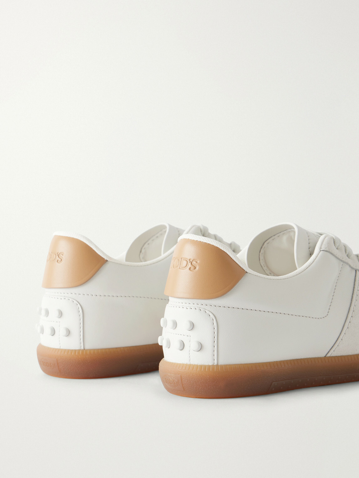 Tod's - Suede-Trimmed Leather Sneakers - White