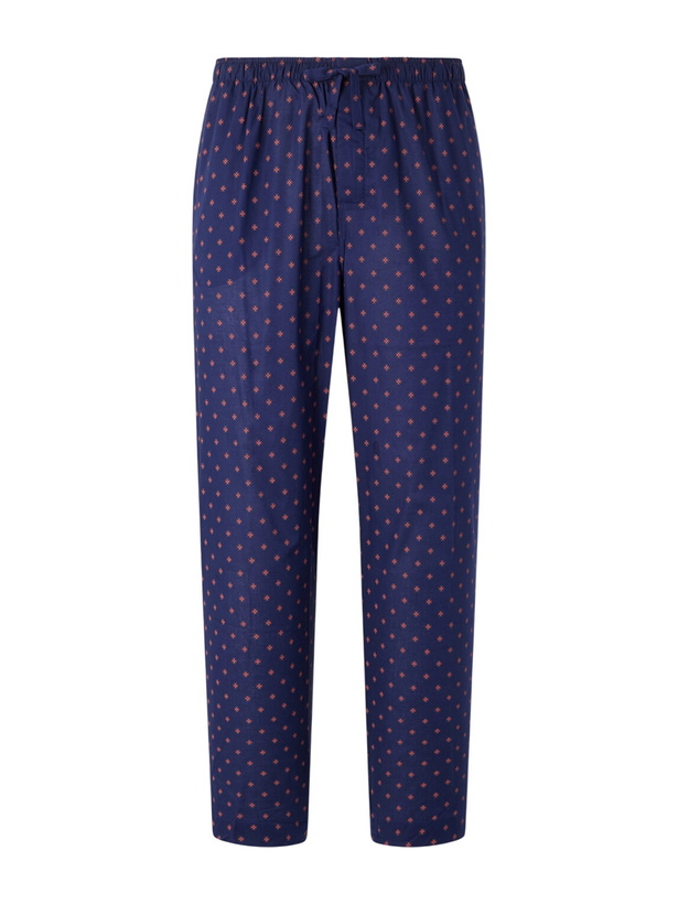 Photo: Derek Rose - Nelson 109 Printed Cotton Pyjama Trousers - Blue