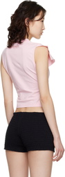 VETEMENTS Pink Biker Cross Logo Front Sleeve T-shirt