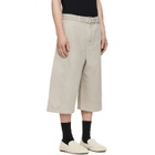 LEMAIRE Taupe Wide-Leg Belted Denim Shorts