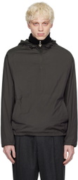 AMOMENTO Brown Half-Zip Hoodie