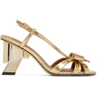 SHUSHU/TONG Gold Bow Detail Heeled Sandals