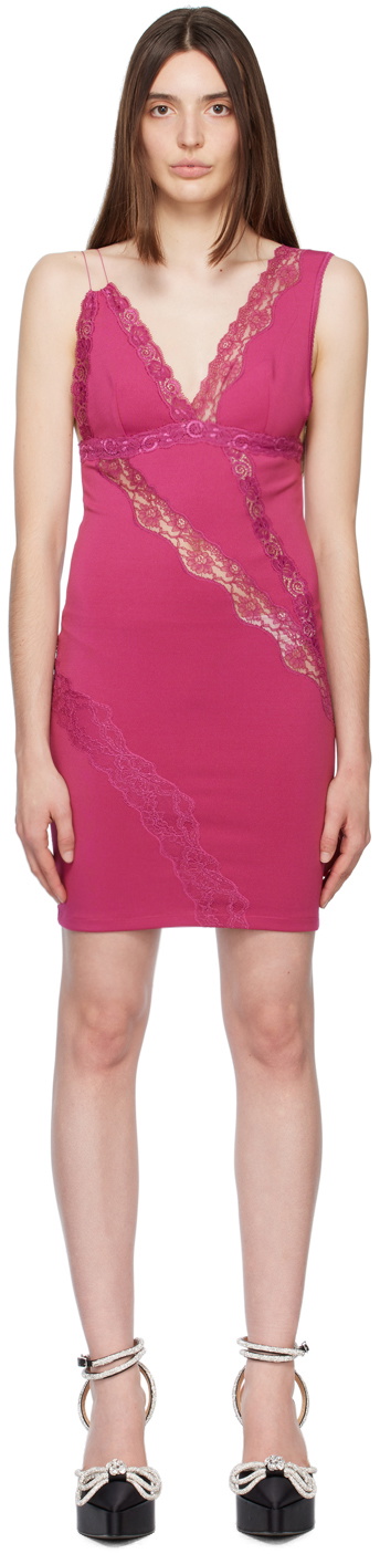 VAILLANT Pink Lace Trim Minidress