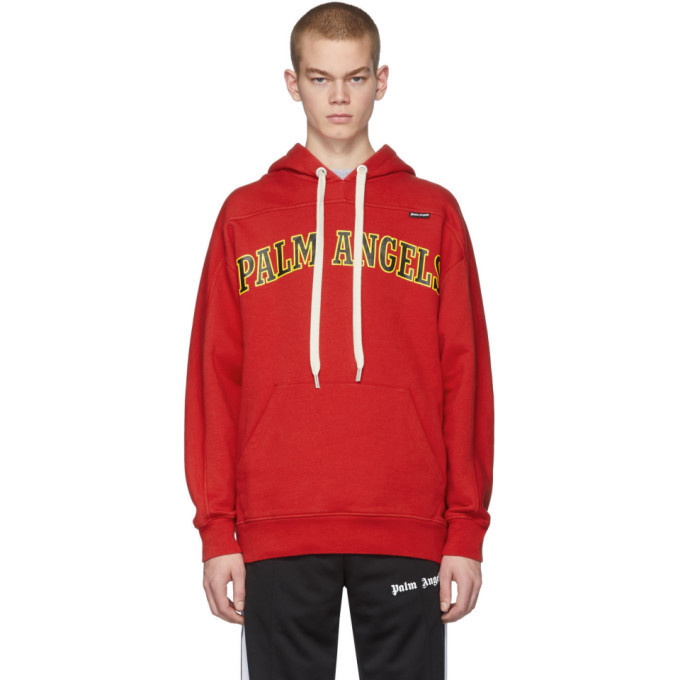 Photo: Palm Angels Red New College Logo Over Hoodie