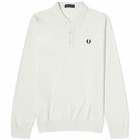 Fred Perry Men's Long Sleeve Knit Polo Shirt in Ecru