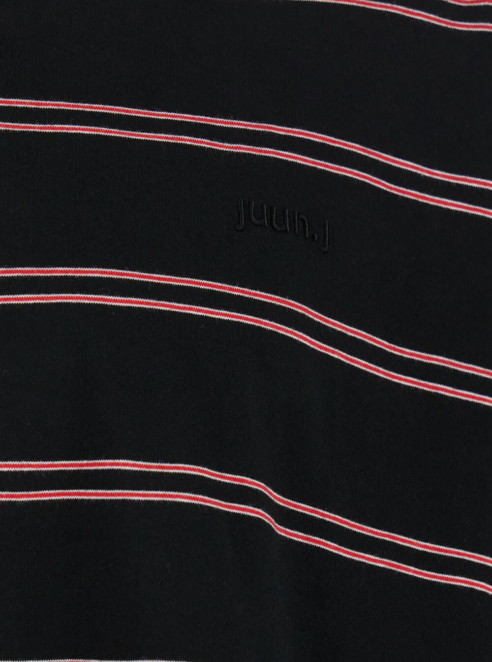 Juun.J Black Sweater With All-over Striped Motif In Cotton Man