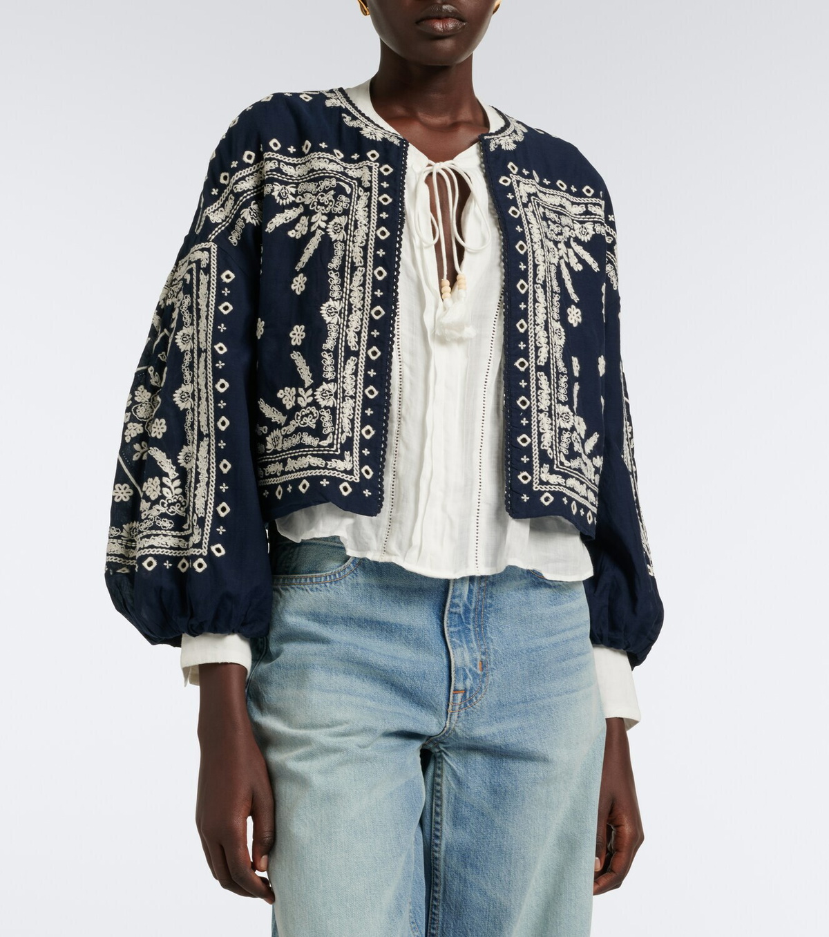 Veronica Beard Drake embroidered cotton-blend jacket